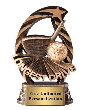 SAME DAY<BR> Running Star<BR> Longest Drive Trophy<BR> 7.5 Inches