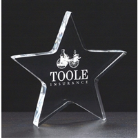 Clear Star<BR> Thick Acrylic Paperweight<BR> 5 Inches