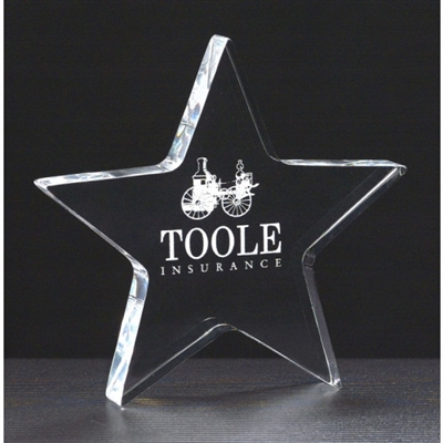 Clear Star<BR> Thick Acrylic Paperweight<BR> 5 Inches