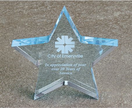 Blue Star<BR> Thick Acrylic Paperweight<BR> 5 Inches