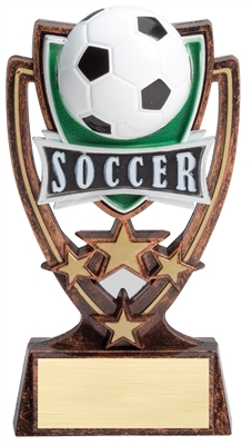Inflation Buster<BR>4 Star<BR> Soccer Trophy<BR> 6 Inches