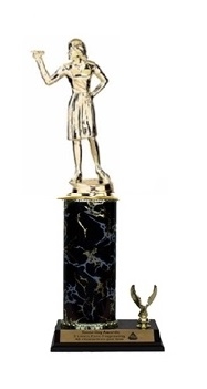 Single Column - 1 Trim<BR> Female Dart Thrower Trophy<BR> 10-12 Inches<BR> 10 Colors