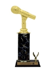 Single Column - 1 Trim<BR> Microphone Trophy<BR> 10-12 Inches<BR> 9 Colors