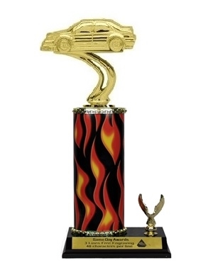 Single Flame Column<BR>1 Side Trim<BR> Rally Car Trophy<BR> 10-12 Inches