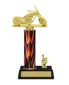 Single Flame Column<BR>1 Side Trim<BR> Chopper Motorcycle Trophy<BR> 10-12 Inches