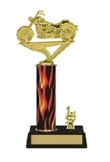 Single Flame Column<BR>1 Side Trim<BR> Soft Tail Motorcycle Trophy<BR> 10-12 Inches