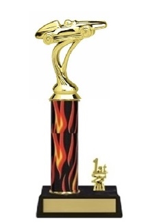 Single Flame Column<BR>1 Side Trim<BR> Pinewood Derby #1 Trophy<BR> 10-12 Inches