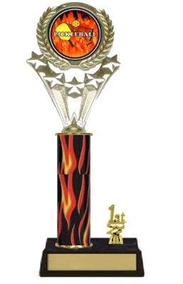 Single Flame Column<BR>1 Side Trim<BR> Pickleball Flame Trophy<BR> 10-12 Inches
