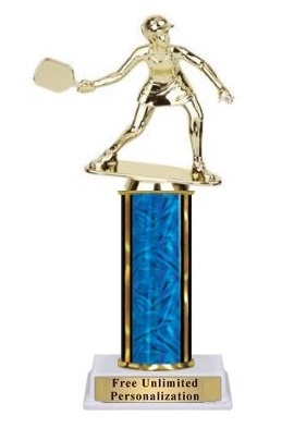 Single Column<BR> Female Pickleball Trophy<BR> 10-12 Inches<BR> 10 Colors