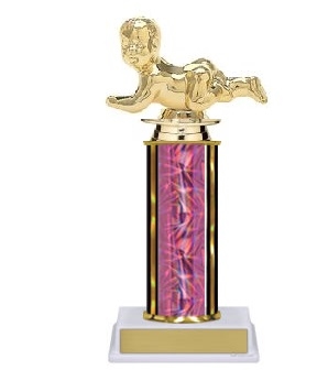 Single Column<BR> Lying Baby Trophy<BR> 10-12 Inches<BR> 9 Colors