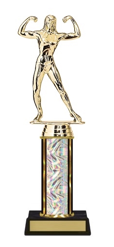 Single Column<BR> Female  Bodybuilding Trophy<BR> 10-12 Inches<BR> 10 Colors