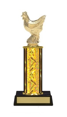 Single Column<BR> Chicken Trophy<BR> 10-12 Inches<BR> 10 Colors