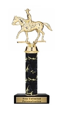 Single Column<BR> Western with Rider Trophy<BR> 10-12 Inches<BR> 9 Colors