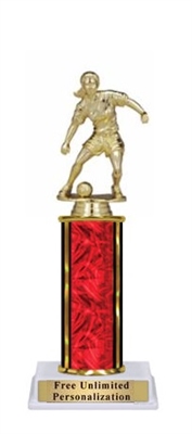 Single Column<BR> Female Dribble Soccer Trophy<BR> 10-12 Inches<BR> 9 Colors
