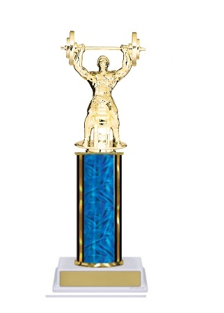 Single Column<BR> Bench Press Trophy<BR> 10-12 Inches<BR> 10 Colors