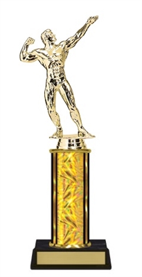 Single Column<BR> Male Bodybuilding Trophy<BR> 10-12 Inches<BR> 10 Colors