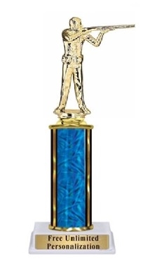 Single Column<BR> Male Trap Shooter Trophy<BR> 10-12 Inches<BR> 9 Colors