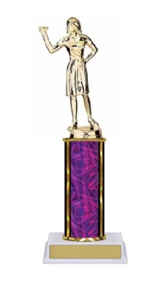 Single Column<BR> Female Dart Thrower Trophy<BR> 10-12 Inches<BR> 10 Colors