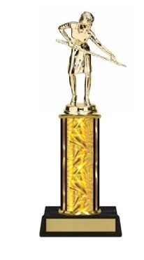 Single Column<BR> F Billiards Trophy<BR> 10-12 Inches<BR> 10 Colors