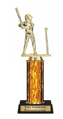 Single Column<BR> Male T-Ball Trophy<BR> 10-12 Inches<BR> 10 Colors