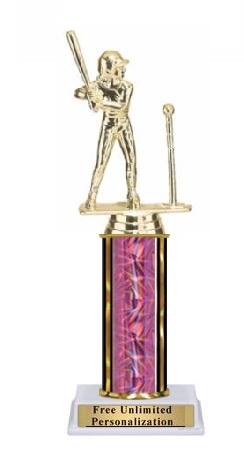 Single Column<BR> Female T-Ball Trophy<BR> 10-12 Inches<BR> 10 Colors