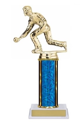 Single Column Trophy <BR> Male Lawn Bowling <BR> 10-12 Inches<BR> 10 Colors