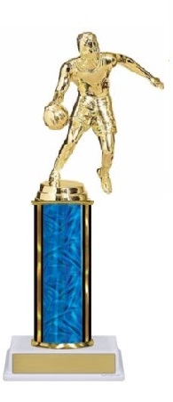 Single Column Trophy<BR> Male Dribble Basketball<BR> 10-12 Inches<BR> 10 Colors