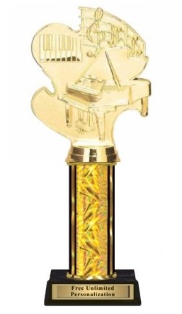 Single Column<BR> Piano Trophy<BR> 10-12 Inches<BR> 9 Colors