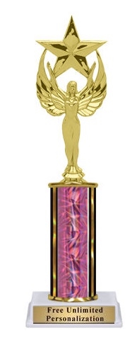 Single Column<BR> Female Star Victory Trophy<BR> 10-12 Inches<BR> 10 Colors