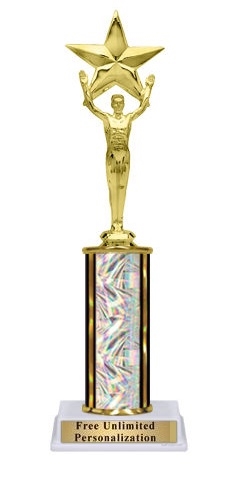 Single Column<BR> Male Star Victory Trophy<BR> 10-12 Inches<BR> 10 Colors