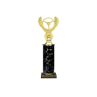 Single Column<BR> Winged Wheel Trophy<BR> 10-12 Inches<BR> 9 Colors