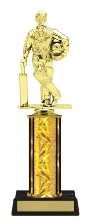 Single Column<BR> Standing Cricket Batsman Trophy<BR> 10-12 Inches<BR> 10 Colors