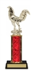 Single Column<BR> Fighting Rooster Trophy<BR> 10-12 Inches<BR> 10 Colors
