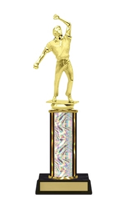 Single Column<BR> Cricket Bowler Trophy<BR> 10-12 Inches<BR> 10 Colors