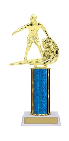 Single Column<BR> Surfing Trophy<BR> 10-12 Inches<BR> 10 Colors
