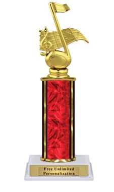 Single Column<BR> Music Note Trophy<BR> 10-12 Inches<BR> 9 Colors