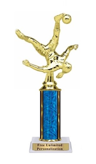 Single Column<BR> Female Bicycle Kick Trophy<BR> 10-12 Inches<BR> 9 Colors