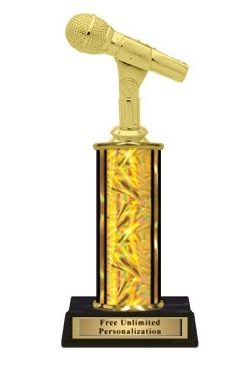 Single Column<BR> Microphone Trophy<BR> 10-12 Inches<BR> 9 Colors