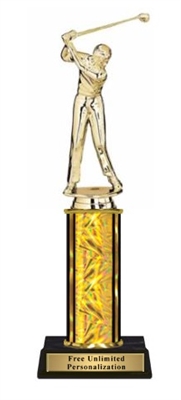 Single Column<BR> M Golf Trophy<BR> 10-12 Inches<BR> 9 Colors