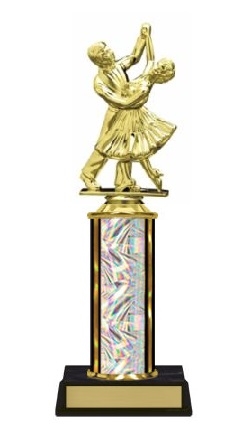 Single Column<BR> Dancing Couple Trophy<BR> 10-12 Inches<BR> 10 Colors