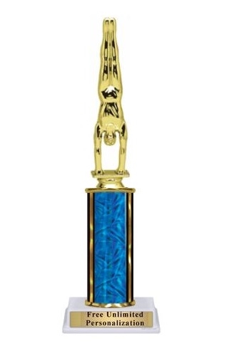 Single Column<BR> M Gymnastic Trophy<BR> 10-12 Inches<BR> 10 Colors
