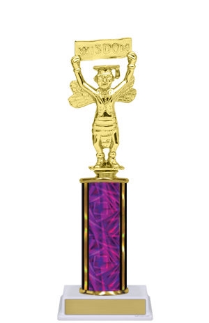 Single Column<BR> Wisdom Bee Trophy<BR> 10-12 Inches<BR> 10 Colors