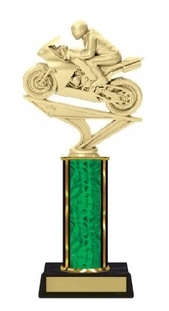 Single Column<BR> Racing Motorcycle Trophy<BR> 10-12 Inches<BR> 9 Colors