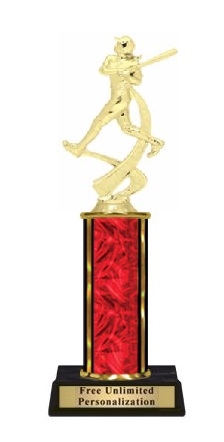 Single Column<BR> Female Motion Batter Trophy<BR> 10-12 Inches<BR> 10 Colors