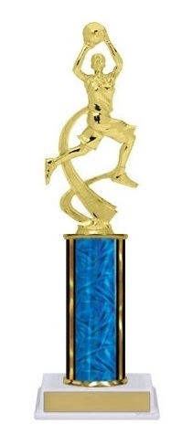 Single Column Trophy<BR> Female Motion Basketball<BR> 10-12 Inches<BR> 10 Colors