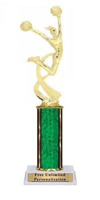 Single Column<BR> Pom Pom #1 Cheer Trophy<BR> 10-12 Inches<BR> 10 Colors