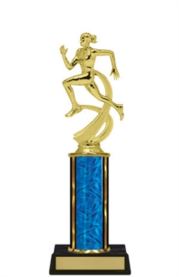 Single Column Trophy<BR> Female Motion Track <BR> 10-12 Inches<BR> 10 Colors
