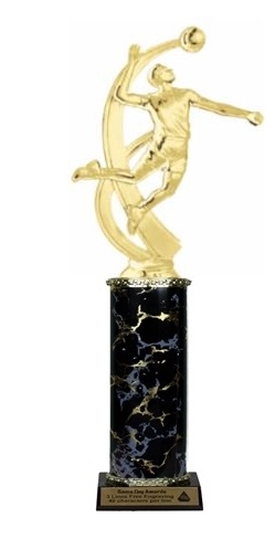 Single Column<BR> Male Volleyball Trophy<BR> 10-12 Inches<BR> 10 Colors