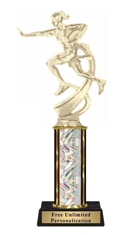 Single Column<BR> Female Flag Football Trophy<BR> 10-12 Inches<BR> 10 Colors