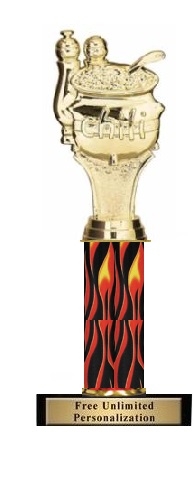 Single Flame Column<BR> Chili Cook Off Trophy<BR> 10-12 Inches